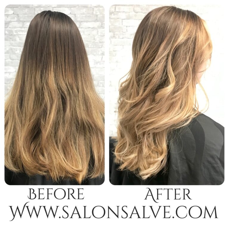 Before and after hair — highlights waves transformation
